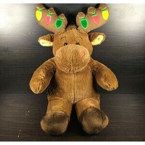 Build-A-Bear Borders Hal Moose-Brown Reindeer Mini 10" -Christmas/Holiday Lights